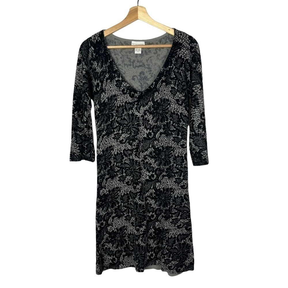 Soft Surroundings Black & Gray Lace Floral Sweater Dress S
